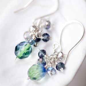 Blue Green Earrings Handmade - New!